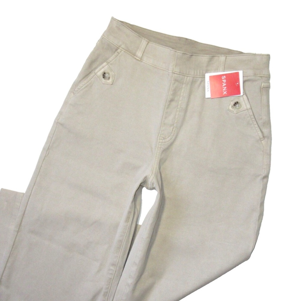 Spanx Stretch Twill Cropped Wide Leg Pant in Bone